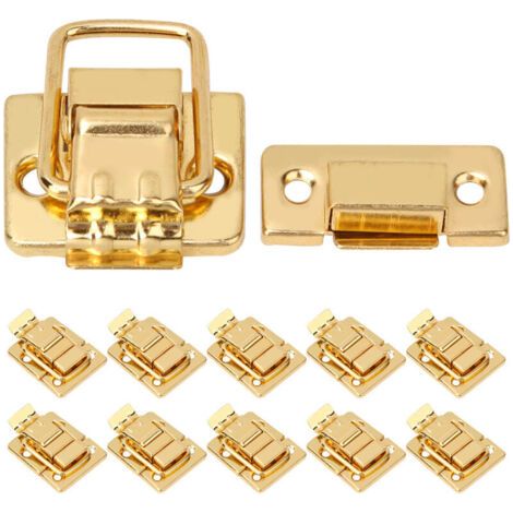 Pair 10 Pièces Loquet de Coffre en Acier Inoxydable Doré, Fermoir à Crémone pour Valise et Malle 28x40mm