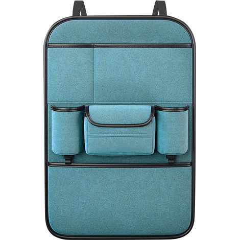 Grand sac de rangement dossier de siège auto, cyan, grande capacité, organiseur multifonction suspendu pour bureau, siège enfant (1/5)