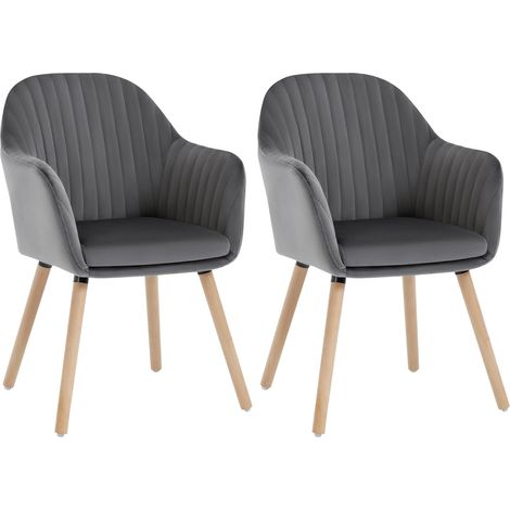 WOLTU 2x Sillas de Comedor Sillón de Sala de Espera con Respaldo Gris Oscuro