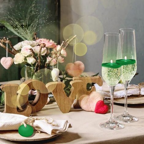60 bougie, flottante, verte, non parfumée, pour soirée commémorative (1/5)