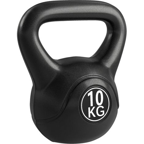 Kettlebell 10 kg, haltère avec poignée ergonomique, haltère à boule, musculation, entraînement, 25 x 19 x 28 cm noir (1/5)