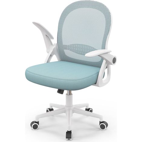 Chaise de bureau ergonomique avec soutien lombaire – Réglable en hauteur (10 cm) – Avec roulettes multidirectionnelles – Charge 136 kg – Fauteuil avec dossier en maille – Bleu