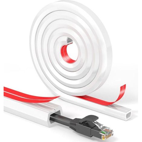 White flexible adhesive cable sleeve 15 mm × 2 m for easy and discreet wall-mounted cable management