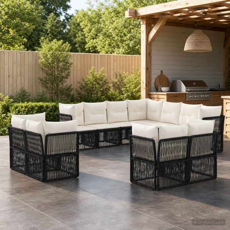 Set Divano da Giardino 11 pcs Nero polyrattan vidaXL (1/5)