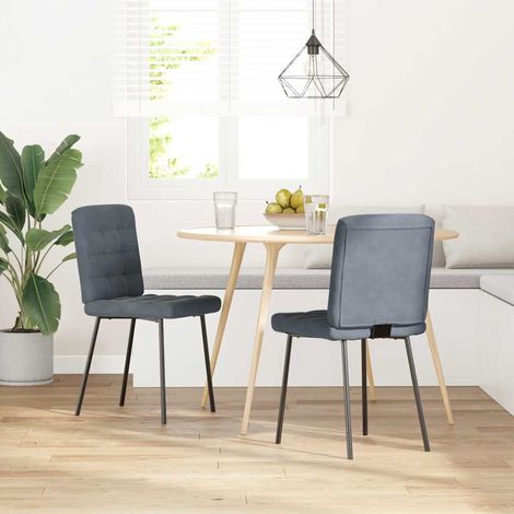 Maison Exclusive - Esszimmerstühle 2 Stk. Dunkelgrau Samt (1/5)