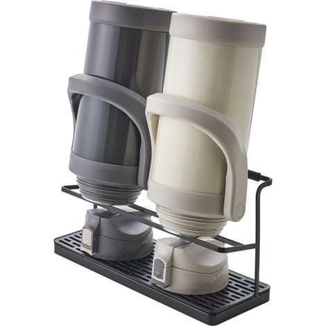 Yamazaki 5410 TOWER Bottle Drying Stand with Tray, black, Steel/ABS Resin, 32 x 12 x 17 cm (1/5)