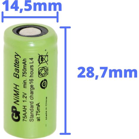 3 x GP GP75AAH Akku 2/3AA Mignon NiMH Akku 1,2V 750mAh (1/5)