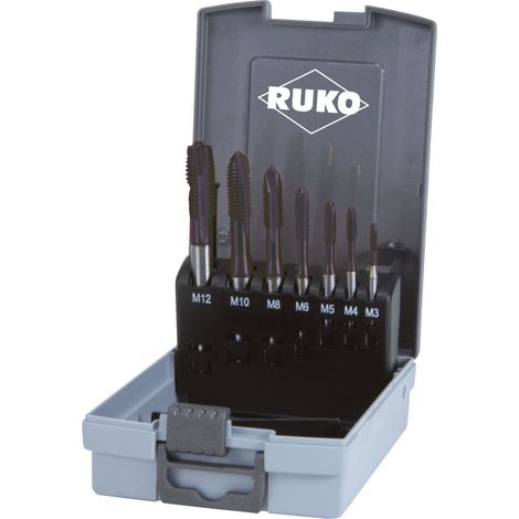 RUKO Maschinengewindebohrer-Satz HSSE-Co 5 TiAlN in Kunststoffkassette 7-teilig - 245068RO