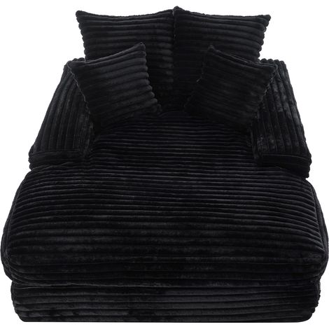 Chaise longue de pana negra 165x135x58 cm con 4 cojines y espuma viscoelástica HOMVRA (1/5)