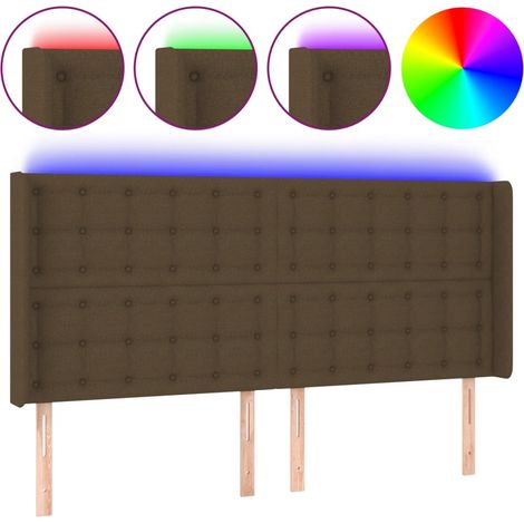 Maison Exclusive - Cabecero con LED de tela marrón oscuro 163x16x (1/5)