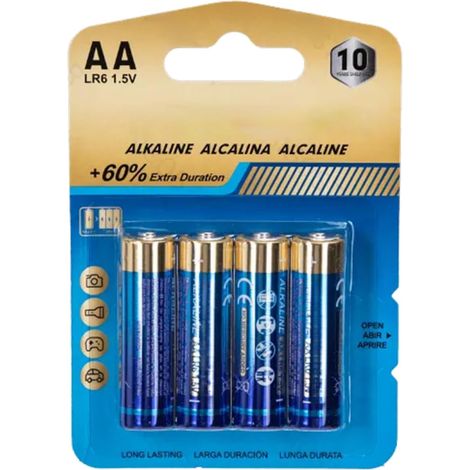 Lot de 4 Piles alcalines LR6 (AA) de 1,5 V, énergie fiable pour appareils électroniques et Jouets. (1/5)