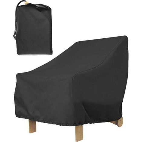 Housse salon de jardin Chaise de jardin avec assise profonde, housse imperméable 210 D pour chaises de terrasse, coupe-vent et UV avec sac de rangement 80 x 85 x 91 cm (1/5)