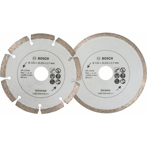 Bosch – Disque diamant pour meuleuse – Lot de 2 disques Ø 125mm – Découpe précise carrelage et matériaux de construction – Alésage 22,23mm (1/6)