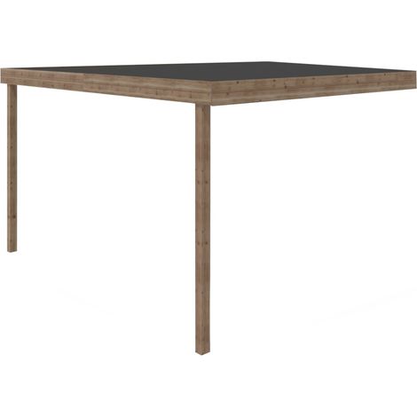 Tettoia di terazzo in legno - 3.02x4.24m - impregnata - colore marrone - DOM180 (1/2)