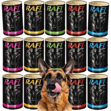 DOLINA NOTECI RAFI CLASSIC Nassfutter für Hunde, Dosen, verschiedene Geschmacksrichtungen, 14 x 1240 g
