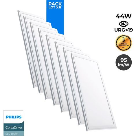 Barcelona Led – Lot de 8 panneaux LED slim 120x30 – Driver Philips – 44W – Lumens 2900 – UGR < 19 – Installation encastrée – IP20