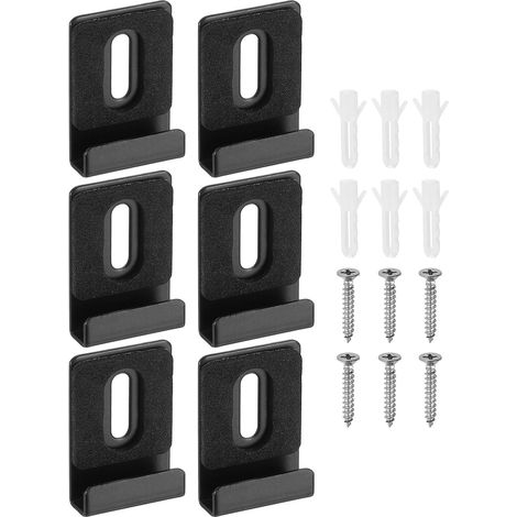 6Pcs Fixations Métalliques Pour Miroir, Kit De Fixation Pour Miroir Sans Cadre Avec Vis Et Patins En Caoutchouc Grande Taille Pour Miroirs Muraux, Carrelage, Noir (1/5)