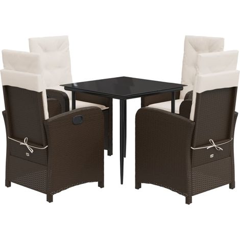 Maison Exclusive - 5-tlg. Garten-Essgruppe mit Kissen Braun Poly