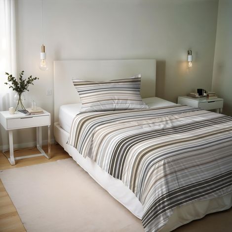 Housse de Couette en Coton et Fibres recyclées, lit Simple, modèle : tigri, confectionné en Italie (1/5)