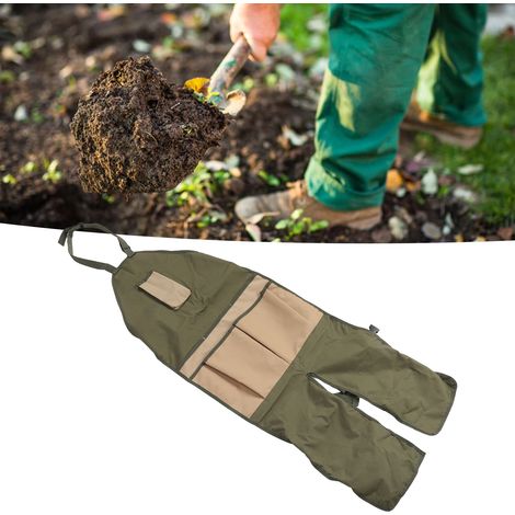 Tablier de jardinage professionnel - Tablier ajustable et résistant en tissu Oxford 600D avec protection des jambes et poches outils pour famille, jardin et ferme (1/5)