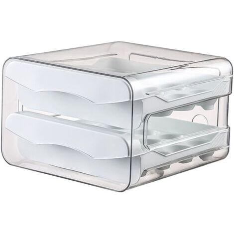 Boîte à œufs en Plastique,Tiroir à œufs Pour Réfrigérateur,32 Œufs Boite a Oeuf Frigo, Boîte de Rangement D'œufs à Tiroir Transparent Empilable, Pour la Conservation des Oeufs (1/4)