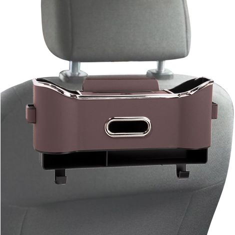 Boîte de rangement pour dossier de siège de voiture – Organiseur de collation de voiture à 2 crochets, sac de rangement en cuir synthétique pour siège arrière et siège arrière pour voyage en voiture (1/5)