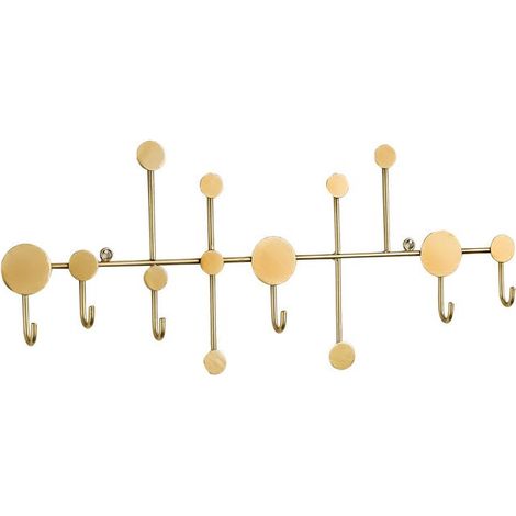 Gancho para ropa detrás de la puerta, perchero de pared de hierro forjado, colgador de pared, decoración de pared para el hogar, dorado (1/5)