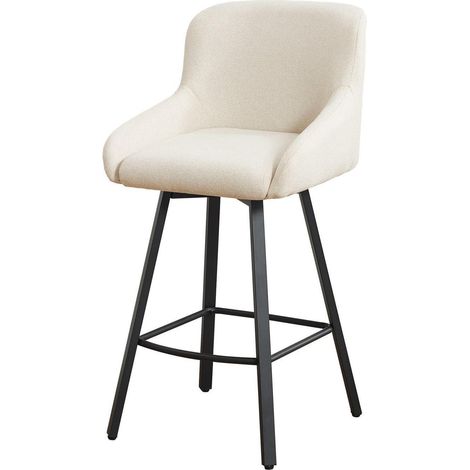 Drehstuhl Barhocker 66,5 cm mit Fußstütze, 360° drehbar, belastbar 150 kg, beige (1/5)