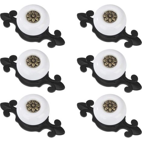 Boutons de porte ronds boutons de tiroir Vintage tiroir tire meubles 6 pièces noir et blanc (1/4)
