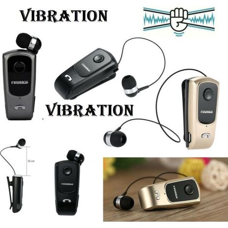 AURICOLARE CUFFIE BLUETOOTH RETRATTILE WIRELESS CLIP con VIBRAZIONE iOS Android