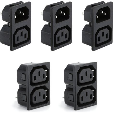 Connecteur IEC C13 + C14 femelle Snap-In 3 broches 220-250 V/10 A pour appareils à froid - Connecteur femelle-ensemble de 10 pièces (1/5)