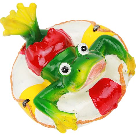 Décorations pour bassin à grenouilles - Grenouille flottante en résine, couleurs inaltérables, flotte facilement dans l'eau - Statue de grenouille pour jardin, maison ou cour - Anneau de natation (1/5)