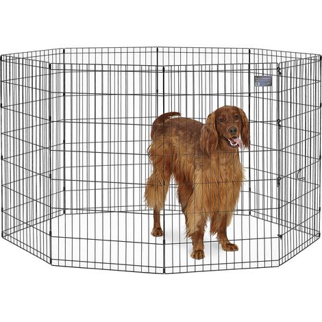 Cage d'exercice et Parc pour Chien avec Porte 60,96 cm x 106,68 cm Revêtement de Finition Noir (1/5)