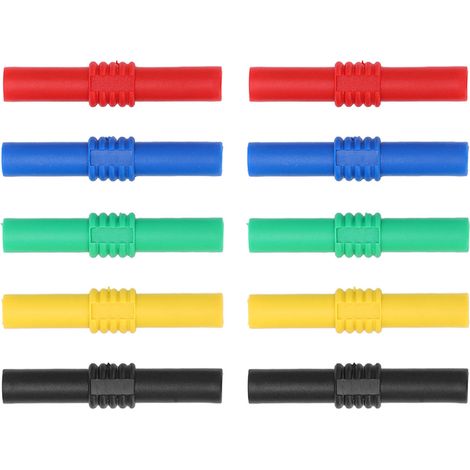 Coupleur de fiches bananes isolées de 4 mm, femelle à femelle, adaptateur de fiche et de prise banane 5 couleurs adapté aux onduleurs et aux équipements industriels. (1/5)