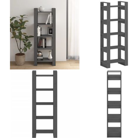 Bibliothèque/Séparateur de pièce Gris 60x35x160 cm Bois massif - Bibliothèque - Bibliothèque En Bois - Meuble De Rangement - Séparateur De Pièces - Étagère - Home & Living (1/5)