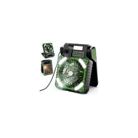 Ventilateur camping solaire portable 7800 mAh – 4 vitesses – Autonomie jusqu'à 20 heures – Panneau solaire intégré – Moteur sans balais (1/3)