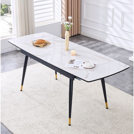 CHICFURN Tavolo da pranzo allungabile 135x85x77 cm nero in MDF, salvaspazio per cucina (1/5)