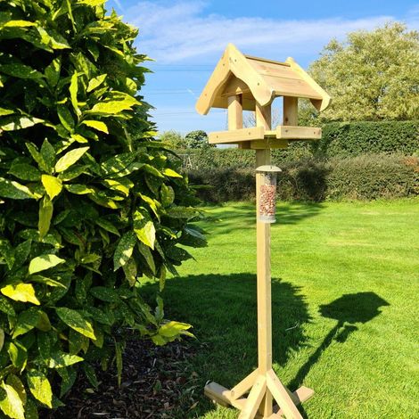 Bird Table, Wild Garden Bird Seed Feeder Table - Scandinavian Redwood - L12 x W12 x H161 cm - Minimal Assembly Required (1/3)