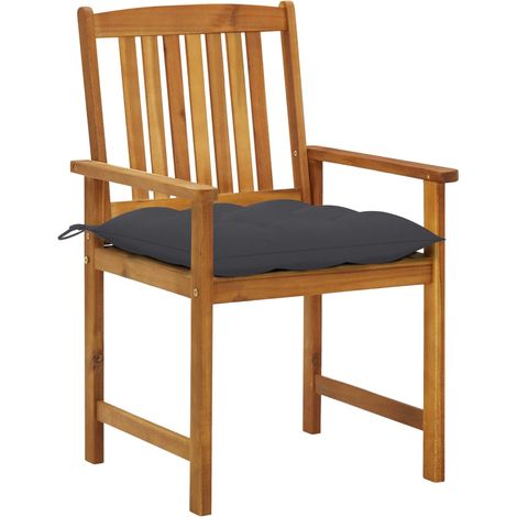 Lot de 2 Chaises de jardin et de camping avec coussins, Chaises de relaxation, Bois d'acacia massif OIB8015E (1/5)