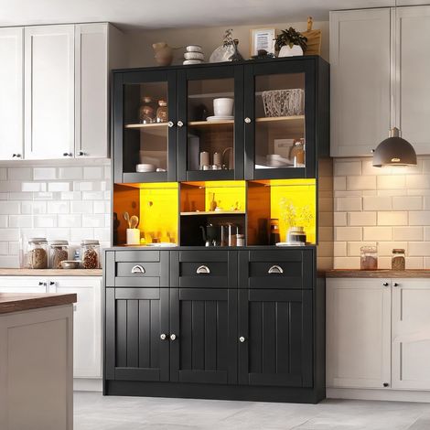 Buffet coloris noir en MDF 140 x 40 x 175 cm (1/5)