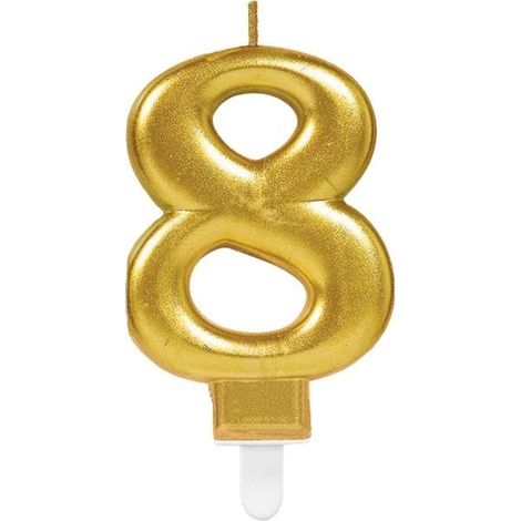 Candela numero 8 "Celebrazioni scintillanti" color oro
