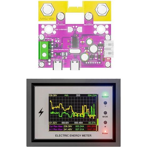 Tester di capacità della batteria Tuya WiFi DC 0-420V, display digitale, voltmetro, corrente, misuratore di Coulomb, monitor per batterie al litio da 100A.