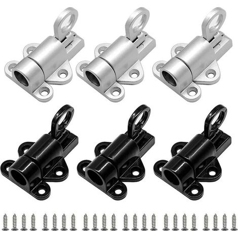 Verrou automatique de porte, 6 pièces de verrou de porte en aluminium, verrou de fenêtre, petit verrou épais avec vis, boulon de verrouillage à ressort pour anneau de sécurité de porte de fenêtre. (1/4)
