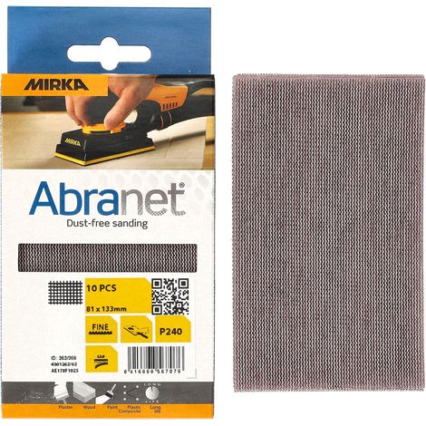 Mirka Abranet rete strisce abrasive 81x133 mm a strappo/grana P240 / 10 pz/per levigare legno, stucco, vernice, plastica / AE178F1025 (1/4)