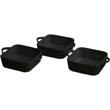 Tognana set 3 cocotte quadrate nere cm 7x7, in fine porcellana