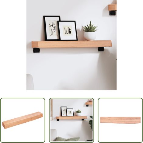 Wandregal Eiche - Wandregal Hellbraun 60x10x6 cm Massivholz Eiche Behandelt (1/5)