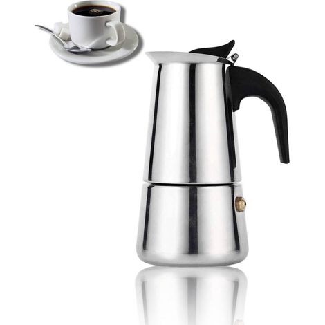 Moka-Kanne für Zuhause und Büro – Edelstahl, traditionelles Design, 100 ml Fassungsvermögen