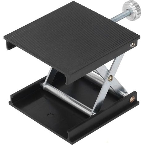 Piattaforma di sollevamento da laboratorio 90 x 90 mm, regolabile in altezza, strumento di misurazione, sollevamento manuale, nera -Crezuo
