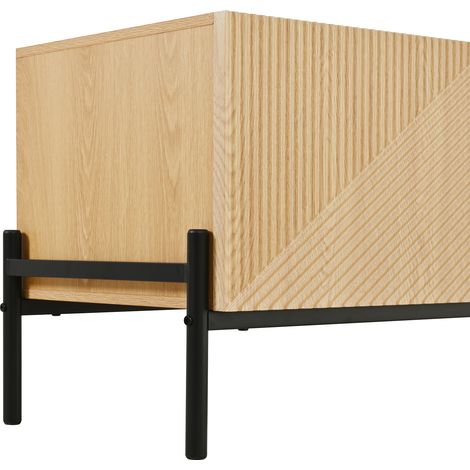 Armoire de télévision moderne, meuble de rangement pour la télévision, 4 portes. Design géométrique, texture 3D. Meuble moderne parfait pour un salon. (1/5)