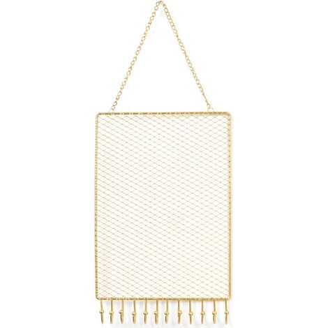 Organizador de joyas colgante, soporte de pared de metal para pendientes con ganchos para niñas y mujeres, 28 x 18 cm (versión vertical). (1/5)